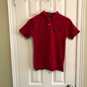 Red polo short sleeve shirt